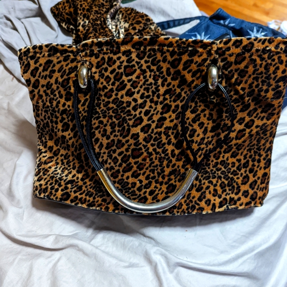 An animal print purse